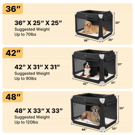 Veehoo Collapsible Dog Travel Crate for Large Dogs Black Carriers & Bags image3