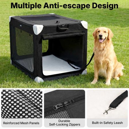 Veehoo Collapsible Dog Travel Crate for Large Dogs Black Carriers & Bags image4