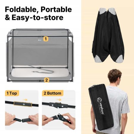 Veehoo Collapsible Dog Travel Crate for Large Dogs Black Carriers & Bags image6