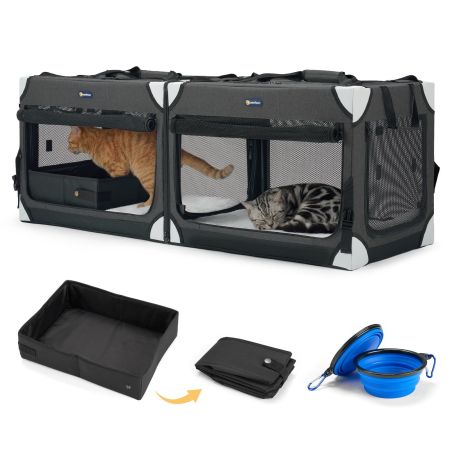 Veehoo Extra Large Cat Travel Carrier for 2 Cats image1