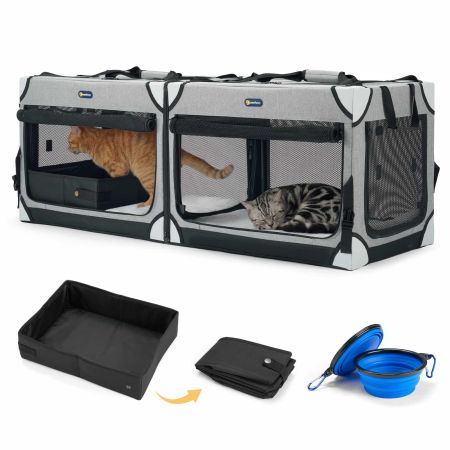 Veehoo Extra Large Cat Travel Carrier for 2 Cats Gray New Arrivals image1 Veehoo Extra Large Cat Travel Carrier for 2 Cats Gray New Arrivals image1