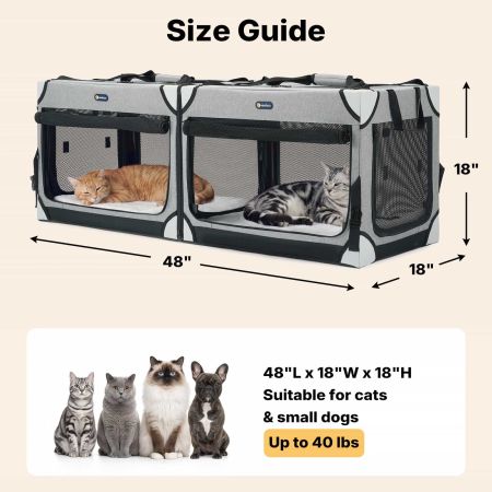 Veehoo Extra Large Cat Travel Carrier for 2 Cats Gray New Arrivals image3 Veehoo Extra Large Cat Travel Carrier for 2 Cats Gray New Arrivals image3