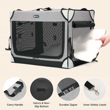 Veehoo Extra Large Cat Travel Carrier for 2 Cats Gray New Arrivals image4 Veehoo Extra Large Cat Travel Carrier for 2 Cats Gray New Arrivals image4