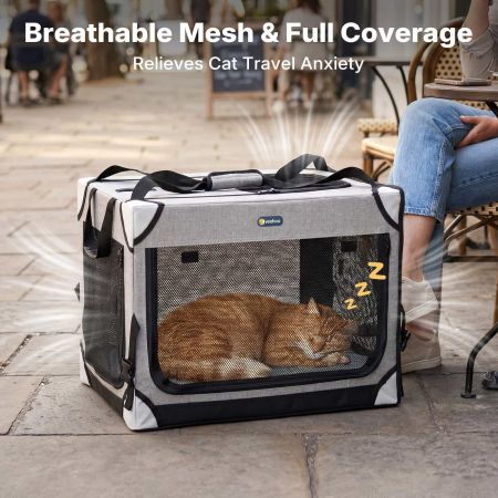 Veehoo Extra Large Cat Travel Carrier for 2 Cats Gray New Arrivals image5 Veehoo Extra Large Cat Travel Carrier for 2 Cats Gray New Arrivals image5
