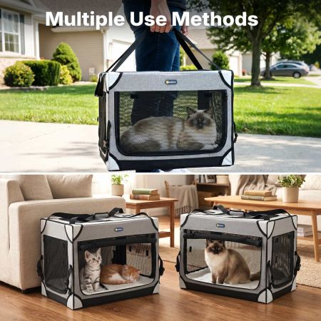 Veehoo Extra Large Cat Travel Carrier for 2 Cats Gray New Arrivals image6 Veehoo Extra Large Cat Travel Carrier for 2 Cats Gray New Arrivals image6