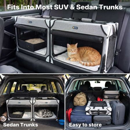 Veehoo Extra Large Cat Travel Carrier for 2 Cats Gray New Arrivals image7 Veehoo Extra Large Cat Travel Carrier for 2 Cats Gray New Arrivals image7