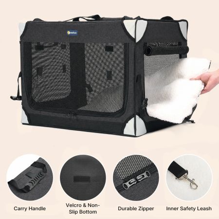 Veehoo Extra Large Cat Travel Carrier for 2 Cats Black Carriers & Bags image4