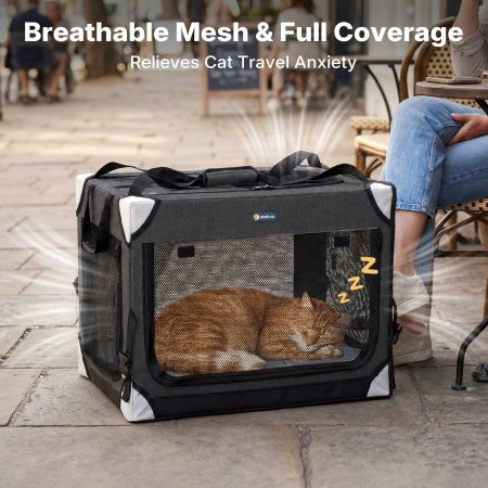 Veehoo Extra Large Cat Travel Carrier for 2 Cats Black Carriers & Bags image5