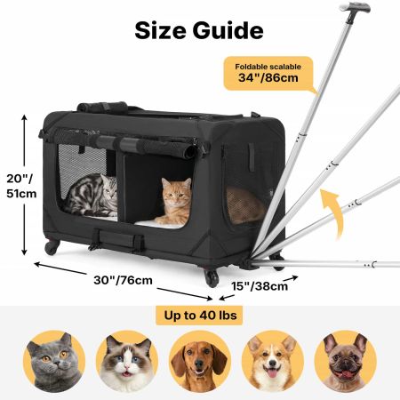 Veehoo Large Pet Carrier with Wheels for 2 Cats Black Carriers & Bags image3 Veehoo Large Pet Carrier with Wheels for 2 Cats Black Carriers & Bags image3