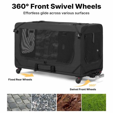 Veehoo Large Pet Carrier with Wheels for 2 Cats Black Carriers & Bags image5 Veehoo Large Pet Carrier with Wheels for 2 Cats Black Carriers & Bags image5
