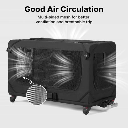 Veehoo Large Pet Carrier with Wheels for 2 Cats Black Carriers & Bags image7 Veehoo Large Pet Carrier with Wheels for 2 Cats Black Carriers & Bags image7