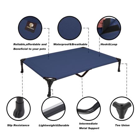 Veehoo Cooling Elevated Dog Bed with No-slip Rubber Feet Blue Sales image3 Veehoo Cooling Elevated Dog Bed with No-slip Rubber Feet Blue Sales image3