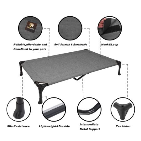 Veehoo Cooling Elevated Dog Bed with No-slip Rubber Feet Gray Sales image3 Veehoo Cooling Elevated Dog Bed with No-slip Rubber Feet Gray Sales image3