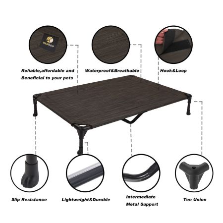 Veehoo Cooling Elevated Dog Bed with No-slip Rubber Feet Brown Sales image3