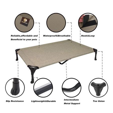 Veehoo Cooling Elevated Dog Bed with No-slip Rubber Feet Beige Sales image3