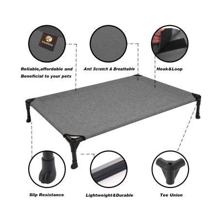 Veehoo Cooling Elevated Dog Bed with No-slip Rubber Feet Gray Elevated Cooling Beds image3 Veehoo Cooling Elevated Dog Bed with No-slip Rubber Feet Gray Elevated Cooling Beds image3