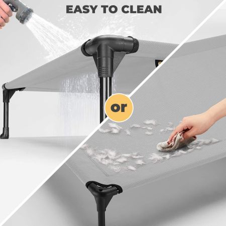 Veehoo Cooling Elevated Dog Bed with No-slip Rubber Feet Gray Elevated Cooling Beds image5 Veehoo Cooling Elevated Dog Bed with No-slip Rubber Feet Gray Elevated Cooling Beds image5