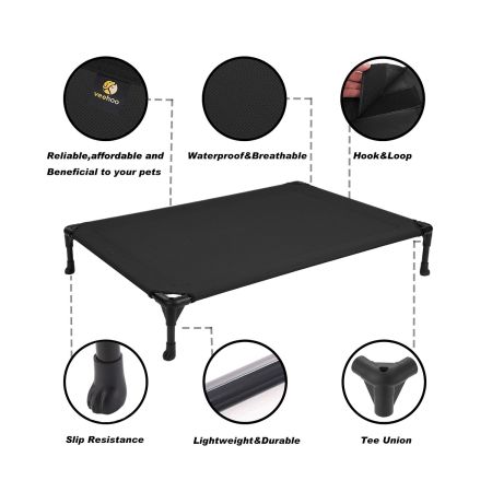 Veehoo Cooling Elevated Dog Bed with No-slip Rubber Feet Black Sales image3