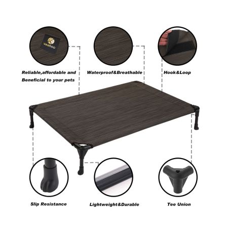 Veehoo Cooling Elevated Dog Bed with No-slip Rubber Feet Brown Elevated Cooling Beds image3 Veehoo Cooling Elevated Dog Bed with No-slip Rubber Feet Brown Elevated Cooling Beds image3