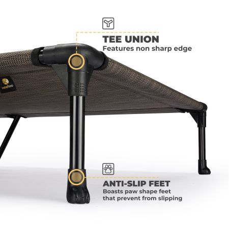 Veehoo Cooling Elevated Dog Bed with No-slip Rubber Feet Brown Elevated Cooling Beds image4 Veehoo Cooling Elevated Dog Bed with No-slip Rubber Feet Brown Elevated Cooling Beds image4