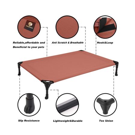 Veehoo Cooling Elevated Dog Bed with No-slip Rubber Feet Red Elevated Cooling Beds image3 Veehoo Cooling Elevated Dog Bed with No-slip Rubber Feet Red Elevated Cooling Beds image3