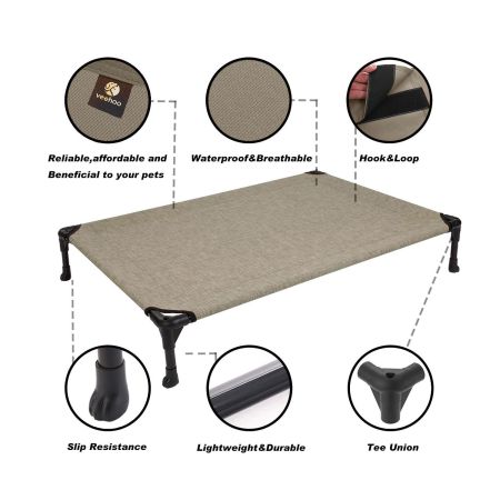 Veehoo Cooling Elevated Dog Bed with No-slip Rubber Feet Beige Sales image3