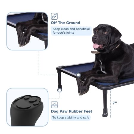 Veehoo Chewproof Dog Elevated Bed-Black Aluminum Frame Blue Sales image4 Veehoo Chewproof Dog Elevated Bed-Black Aluminum Frame Blue Sales image4
