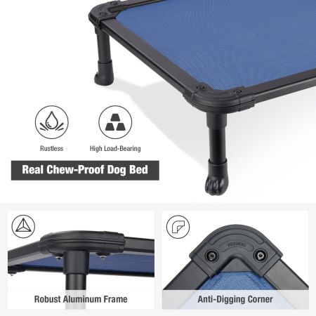 Veehoo Chewproof Dog Elevated Bed-Black Aluminum Frame Blue Sales image7 Veehoo Chewproof Dog Elevated Bed-Black Aluminum Frame Blue Sales image7