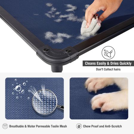 Veehoo Chewproof Dog Elevated Bed-Black Aluminum Frame Blue Sales image8 Veehoo Chewproof Dog Elevated Bed-Black Aluminum Frame Blue Sales image8