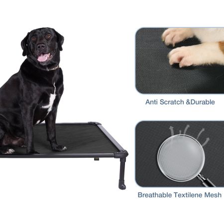 Veehoo Chewproof Dog Elevated Bed-Black Aluminum Frame Black Sales image3 Veehoo Chewproof Dog Elevated Bed-Black Aluminum Frame Black Sales image3