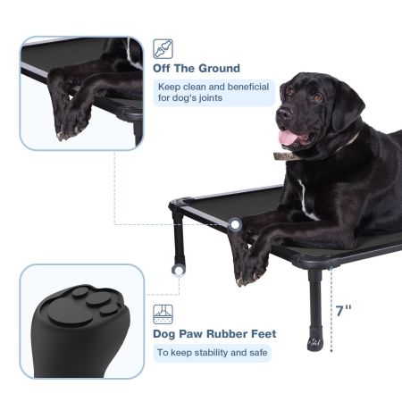 Veehoo Chewproof Dog Elevated Bed-Black Aluminum Frame Black Sales image4 Veehoo Chewproof Dog Elevated Bed-Black Aluminum Frame Black Sales image4