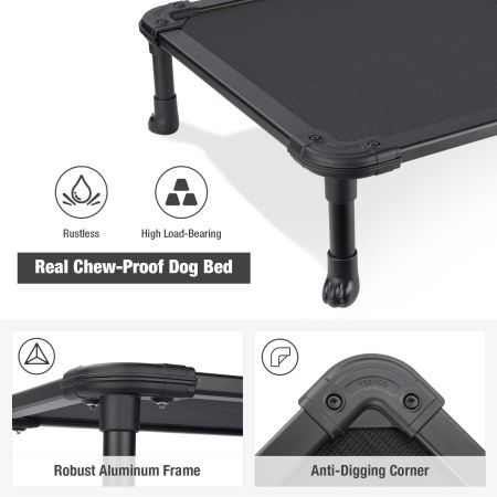 Veehoo Chewproof Dog Elevated Bed-Black Aluminum Frame Black Sales image7 Veehoo Chewproof Dog Elevated Bed-Black Aluminum Frame Black Sales image7