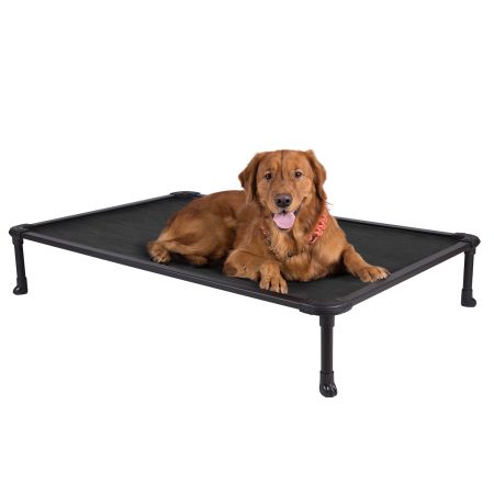 Veehoo Chewproof Dog Elevated Bed-Black Aluminum Frame Black Sales image1