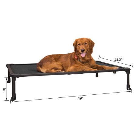 Veehoo Chewproof Dog Elevated Bed-Black Aluminum Frame Black Sales image2