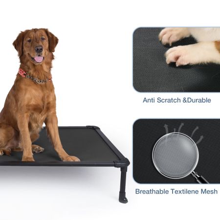 Veehoo Chewproof Dog Elevated Bed-Black Aluminum Frame Black Sales image3