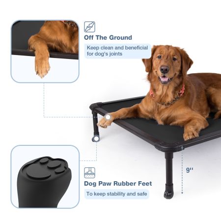 Veehoo Chewproof Dog Elevated Bed-Black Aluminum Frame Black Sales image4