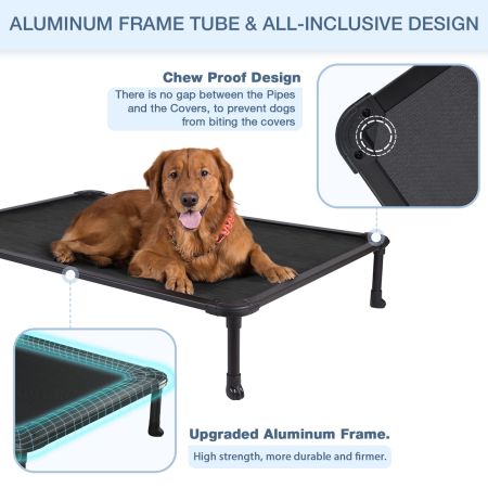Veehoo Chewproof Dog Elevated Bed-Black Aluminum Frame Black Sales image5