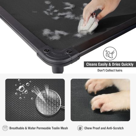 Veehoo Chewproof Dog Elevated Bed-Black Aluminum Frame Black Sales image8