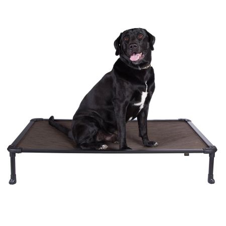 Veehoo Chewproof Dog Elevated Bed-Black Aluminum Frame Brown Sales image1