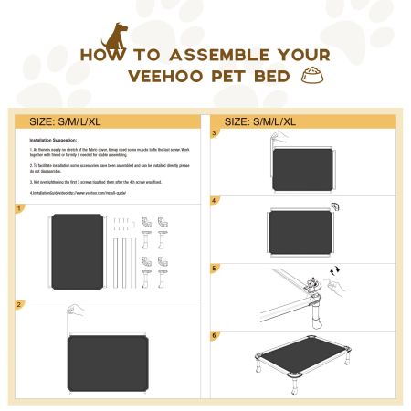 Veehoo Chewproof Dog Elevated Bed-Black Aluminum Frame Brown Sales image11