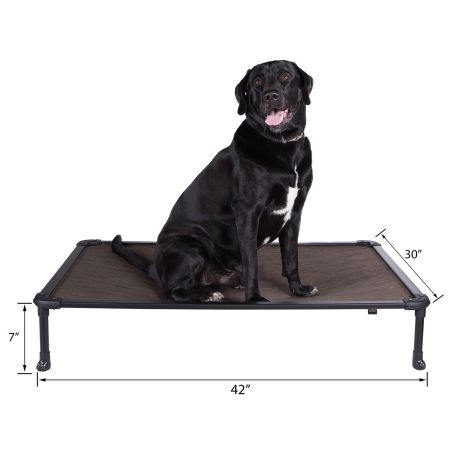 Veehoo Chewproof Dog Elevated Bed-Black Aluminum Frame Brown Sales image2