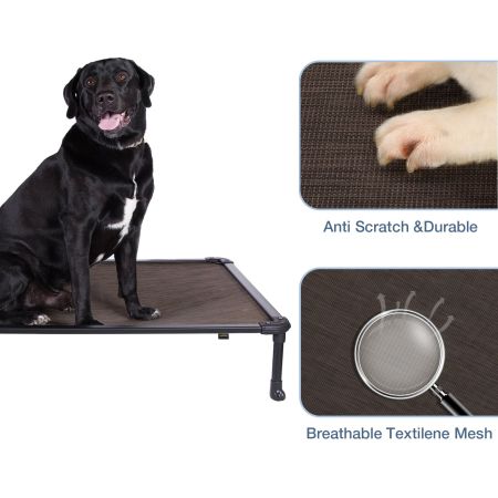 Veehoo Chewproof Dog Elevated Bed-Black Aluminum Frame Brown Sales image3