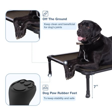 Veehoo Chewproof Dog Elevated Bed-Black Aluminum Frame Brown Sales image4