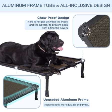 Veehoo Chewproof Dog Elevated Bed-Black Aluminum Frame Brown Sales image5