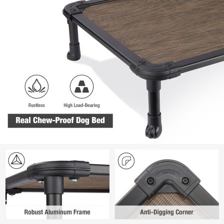 Veehoo Chewproof Dog Elevated Bed-Black Aluminum Frame Brown Sales image7
