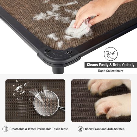 Veehoo Chewproof Dog Elevated Bed-Black Aluminum Frame Brown Sales image8