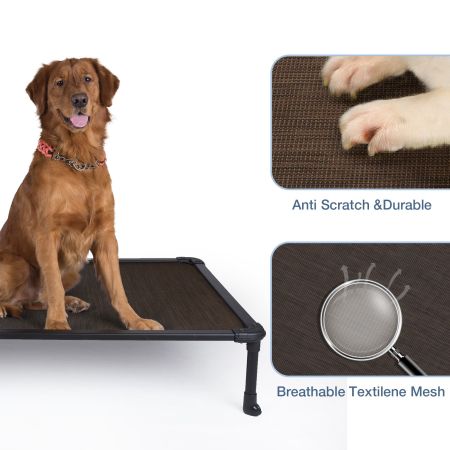 Veehoo Chewproof Dog Elevated Bed-Black Aluminum Frame Brown Sales image3 Veehoo Chewproof Dog Elevated Bed-Black Aluminum Frame Brown Sales image3