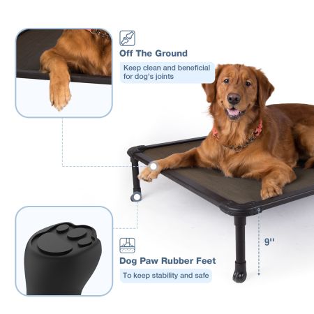 Veehoo Chewproof Dog Elevated Bed-Black Aluminum Frame Brown Sales image4 Veehoo Chewproof Dog Elevated Bed-Black Aluminum Frame Brown Sales image4