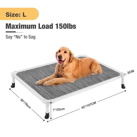 Veehoo Chewproof Dog Elevated Bed-Silver Aluminum Frame Elevated Cooling Beds image3