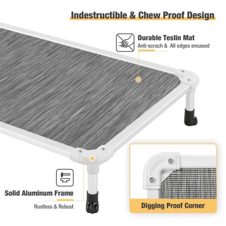 Veehoo Chewproof Dog Elevated Bed-Silver Aluminum Frame Elevated Cooling Beds image9